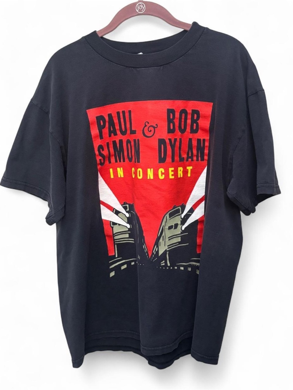 Vintage 1999 Paul Simon & Bob Dylan In Concert T-Shirt Mens L Faded Black Cotton